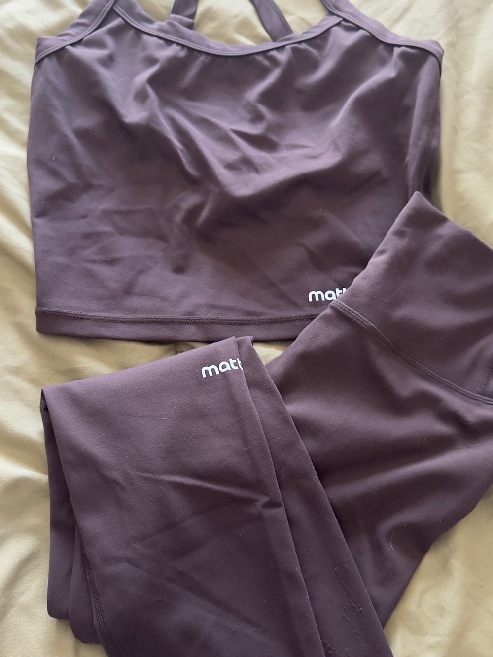 Matte Activewear Crop Top & Leggings Set - Brown mixed sizing